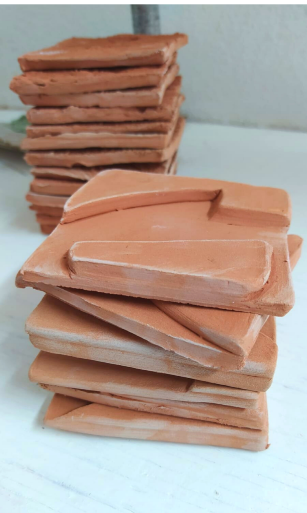 Unfired terracotta tiles