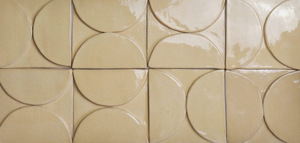Glossy Tan Relief Handmade Ceramic Tile
