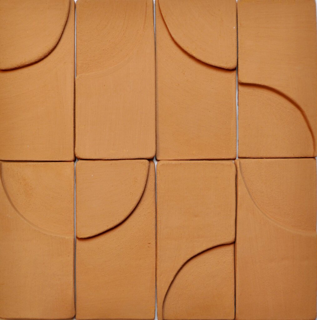 Raw Terracotta Relief Handmade Ceramic Tile