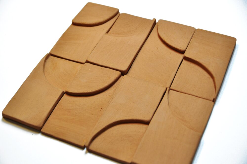 Raw Terracotta Relief Handmade Ceramic Tile
