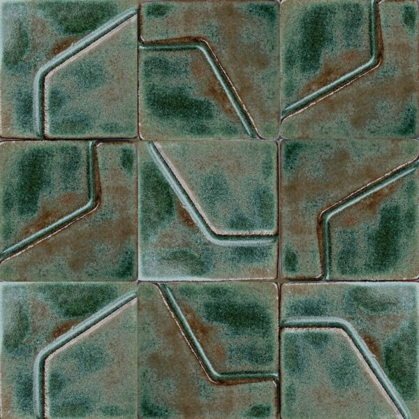 Textured Green Terracotta Handmade Ceramic Tile