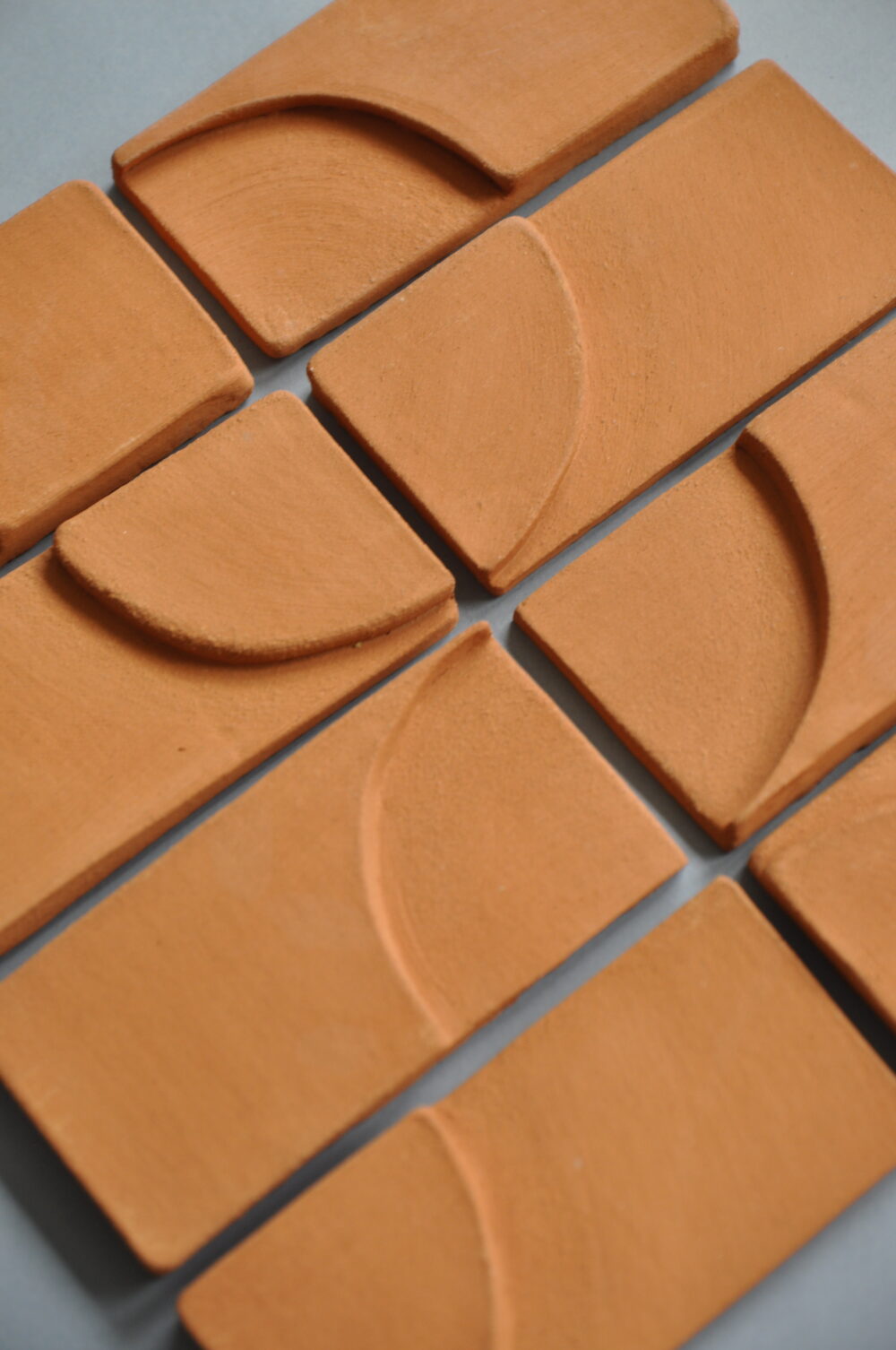 Raw Terracotta Relief Handmade Ceramic Tile