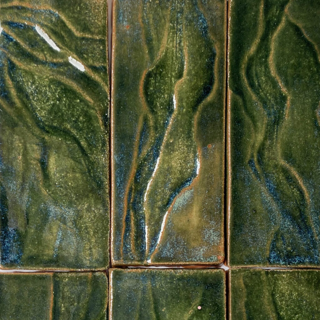 Bottle Green River pattern Relief Handmade Ceramic Tile