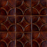 Toffee brown handmade ceramic tile with relief